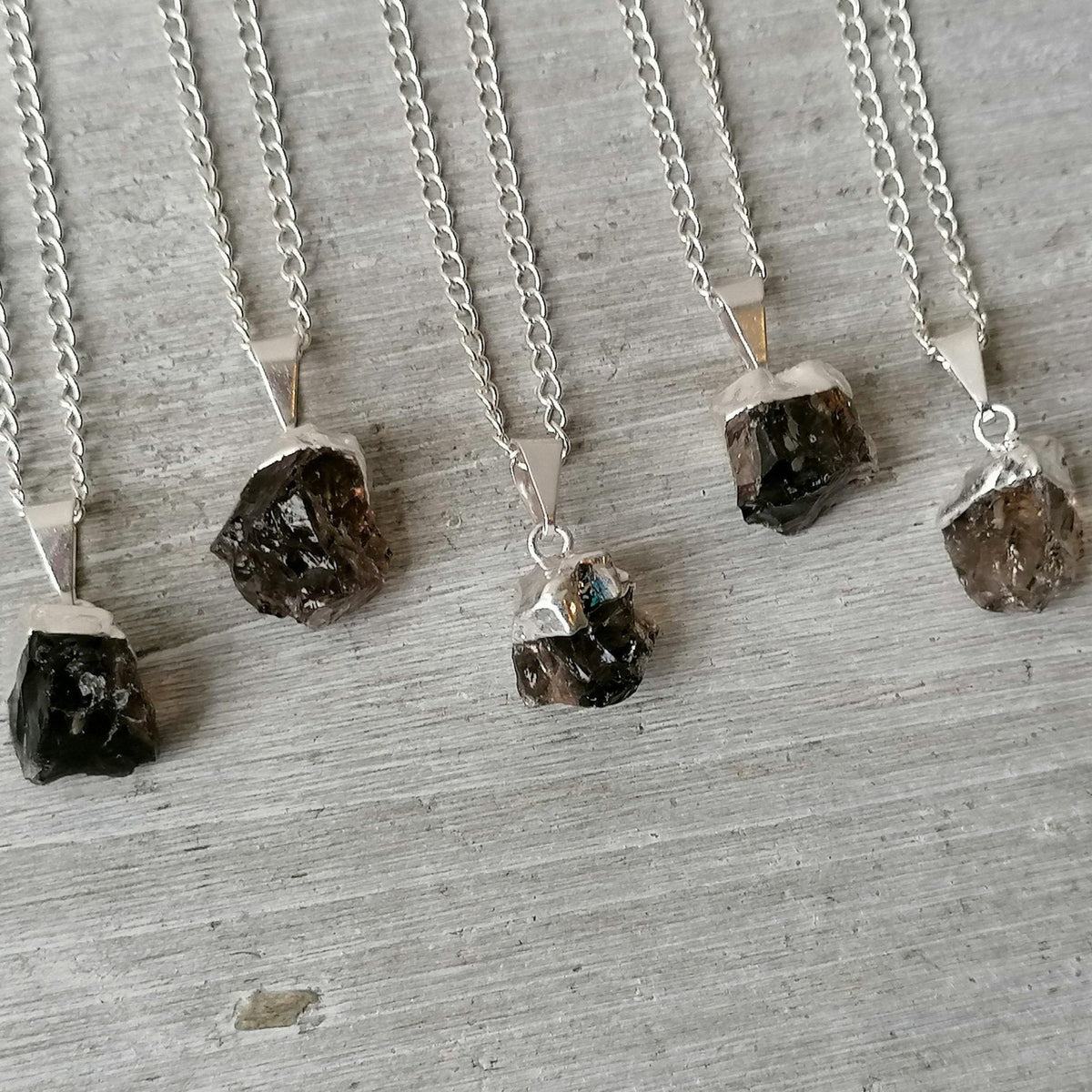 Raw smoky quartz necklace Clearance