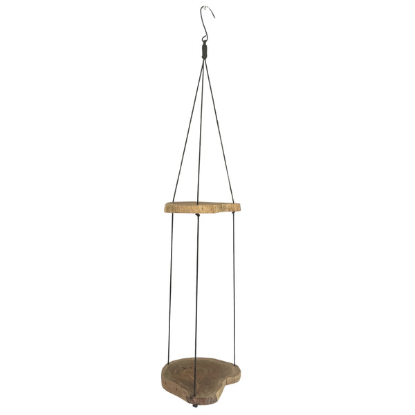 Hanging Natural Rustic Gamal Wood Shelves - Two Levels -