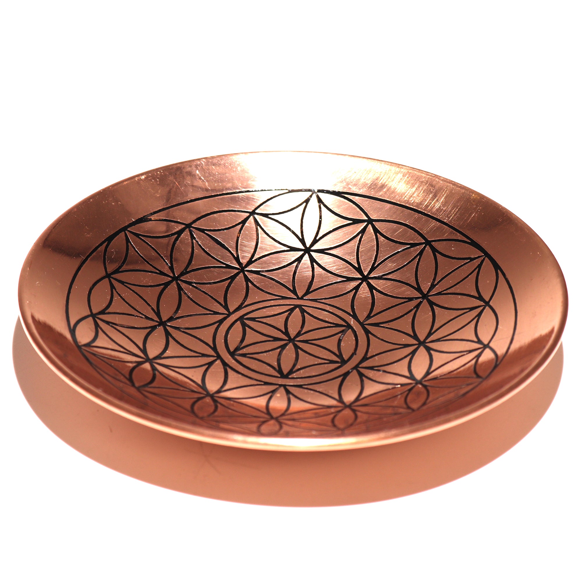 Genuine Copper Smudge Plate - Flower of Life Design