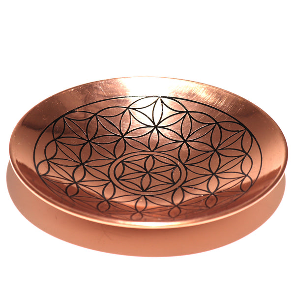 Genuine Copper Smudge Plate - Flower of Life Design