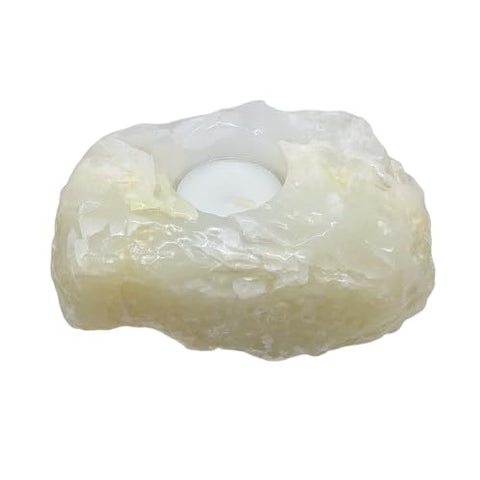 Mexican White Onyx Crystal Tealight Holder UK - Natural Gemstone Candle Holder - New Home Gift