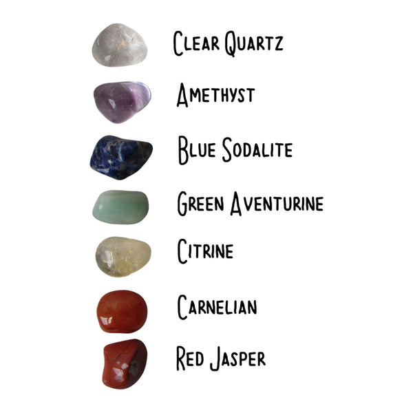 7 Chakra Crystal Tumblestones - Seven Body Energy Centres - Spiritual, Physical & Emotional Wellbeing