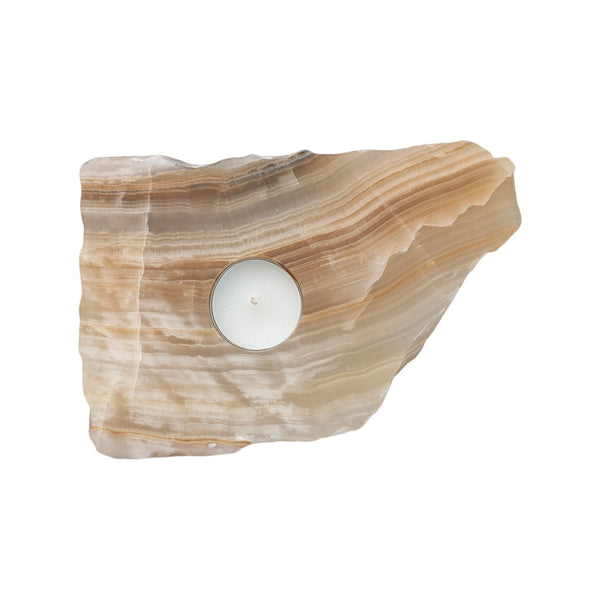 Amber Aragonite Tealight Holder