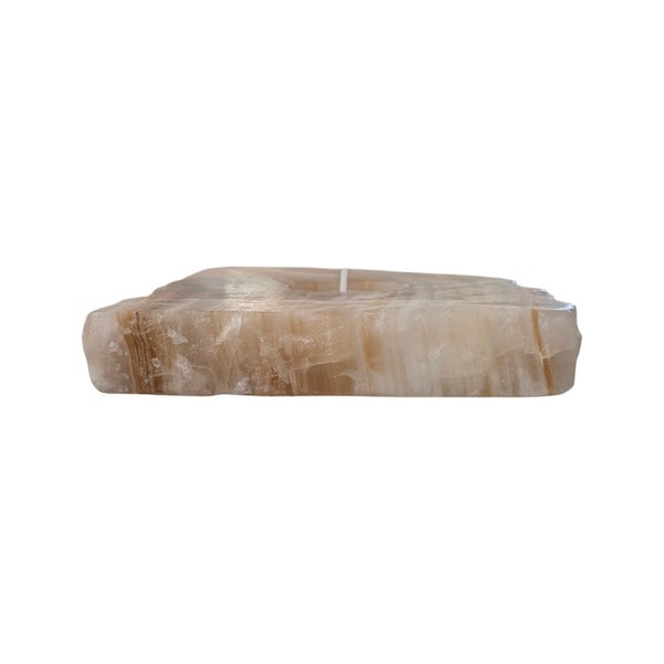 Amber Aragonite Tealight Holder