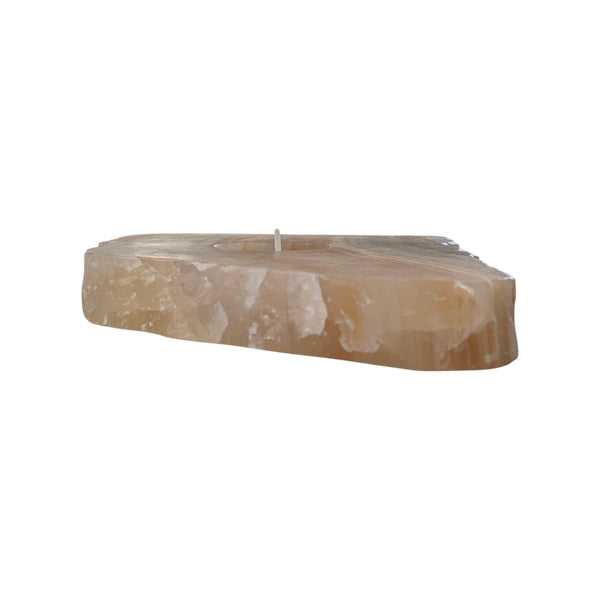 Amber Aragonite Tealight Holder