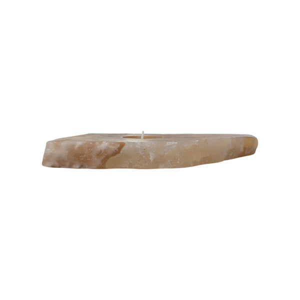Amber Aragonite Tealight Holder