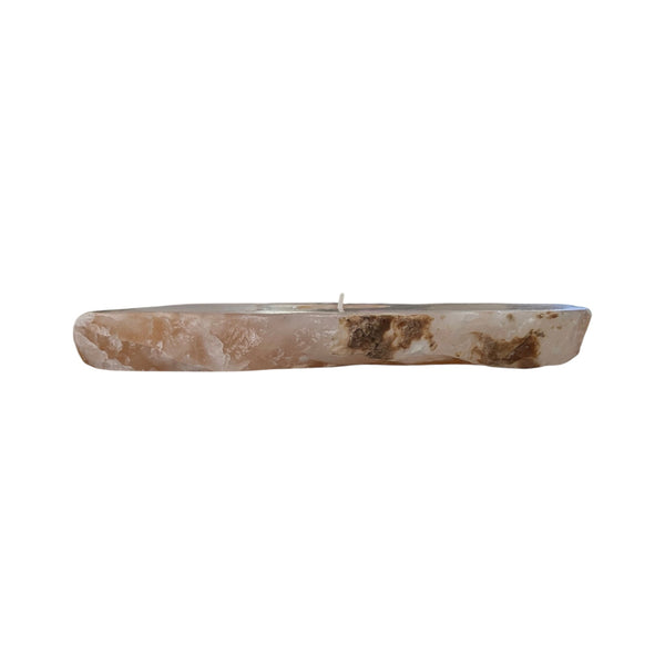 Amber Aragonite Tealight Holder