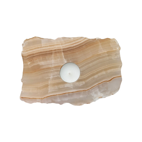 Amber Aragonite Tealight Holder
