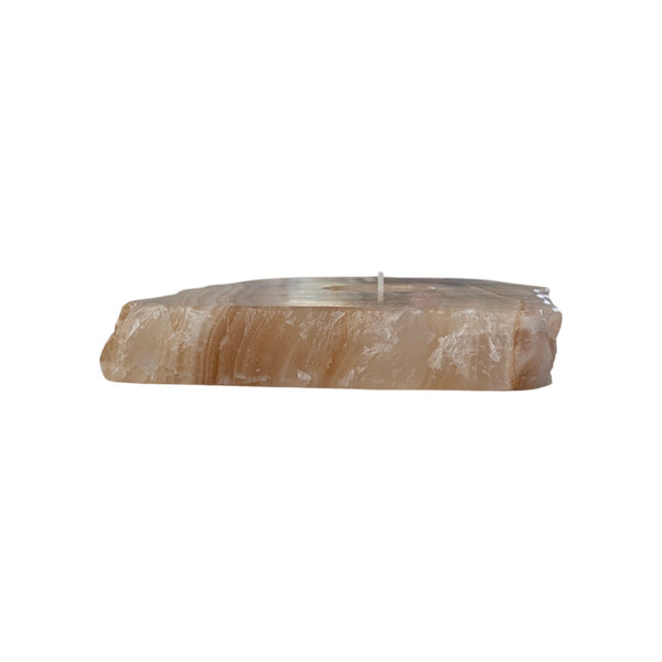 Amber Aragonite Tealight Holder