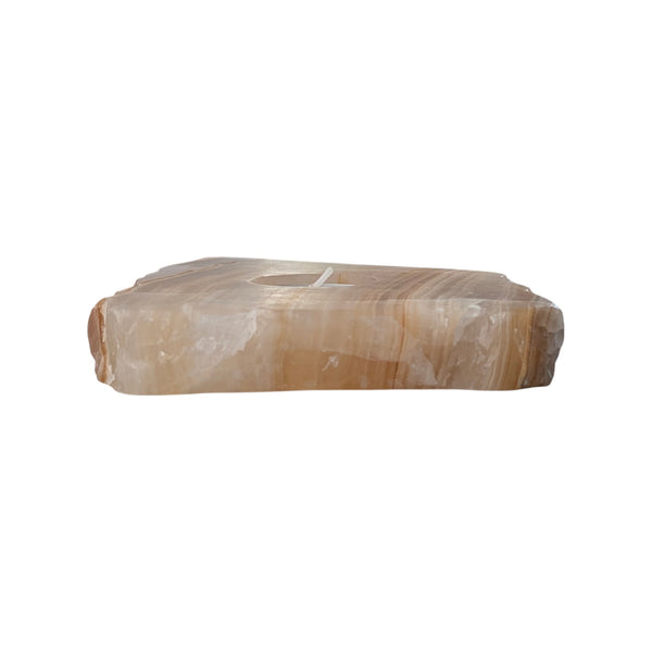 Amber Aragonite Tealight Holder