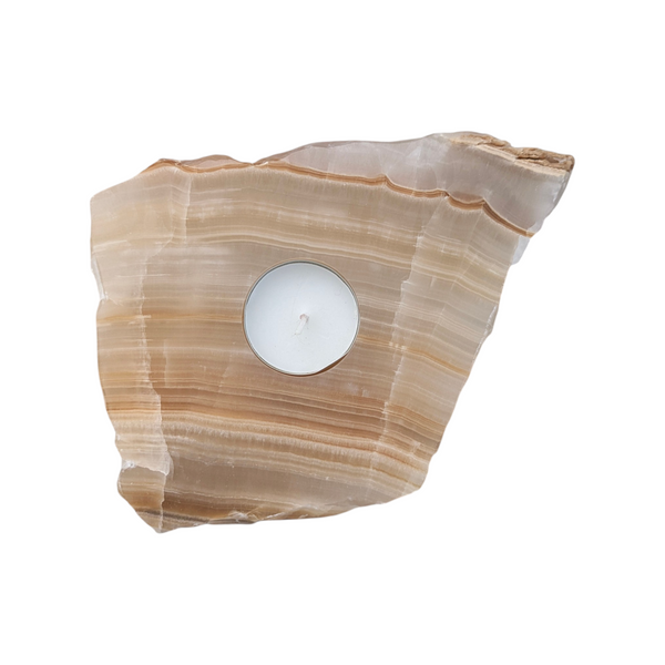 Amber Aragonite Tealight Holder