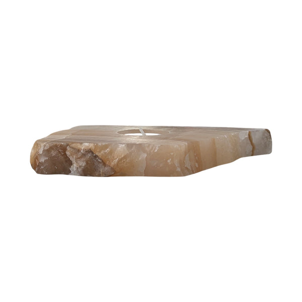 Amber Aragonite Tealight Holder