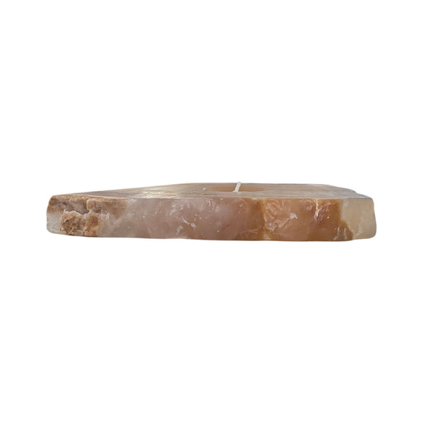 Amber Aragonite Tealight Holder