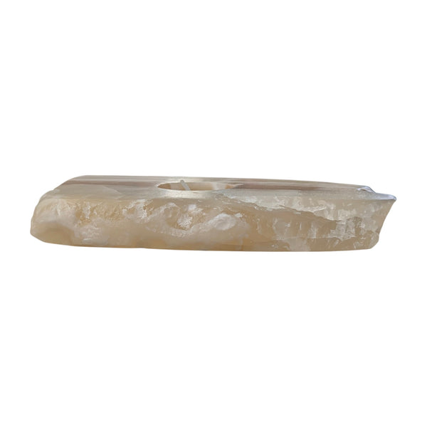 Amber Aragonite Tealight Holder