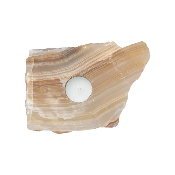 Amber Aragonite Tealight Holder