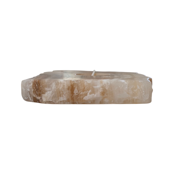 Amber Aragonite Tealight Holder
