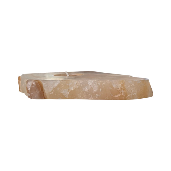 Amber Aragonite Tealight Holder