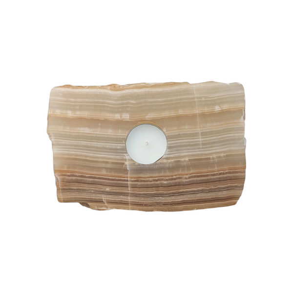 Amber Aragonite Tealight Holder
