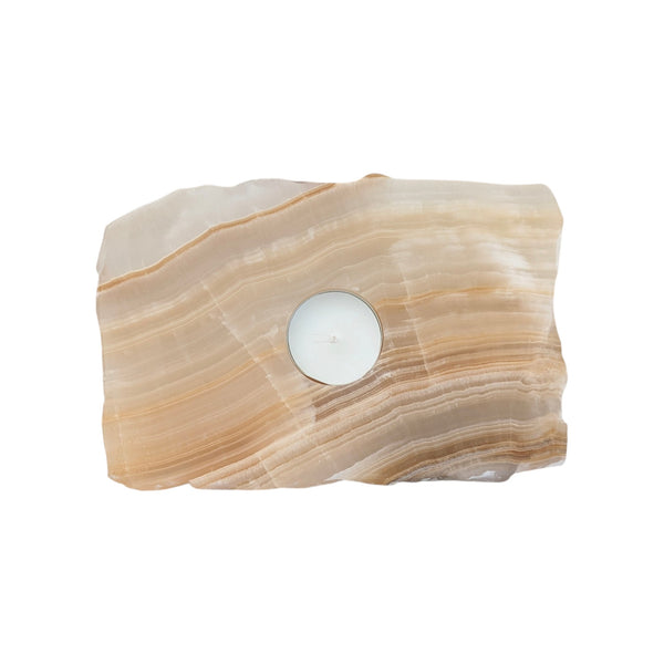 Amber Aragonite Tealight Holder