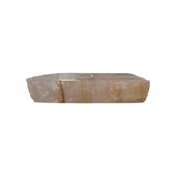 Amber Aragonite Tealight Holder