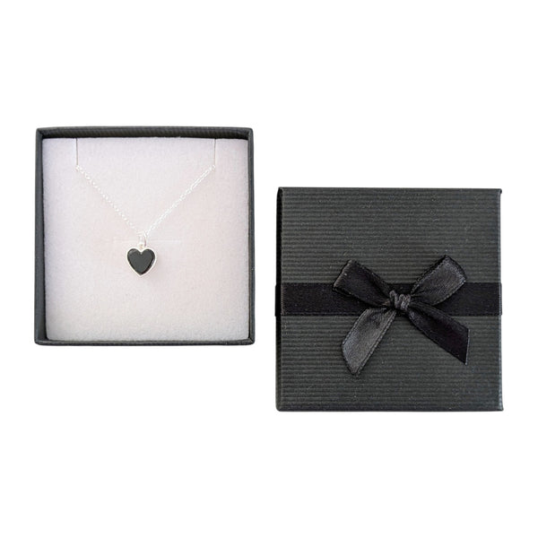 Black Onyx Heart 925 Sterling Silver Necklace