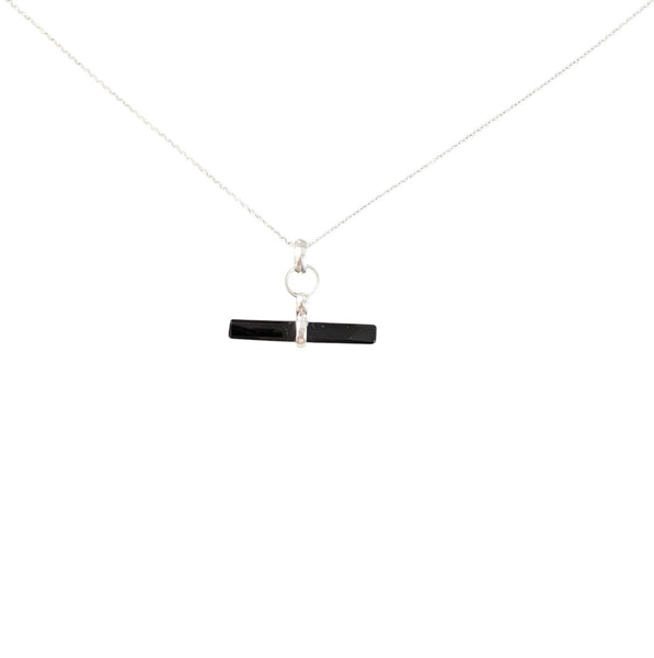 Black Onyx T-Bar 925 Sterling Silver Necklace