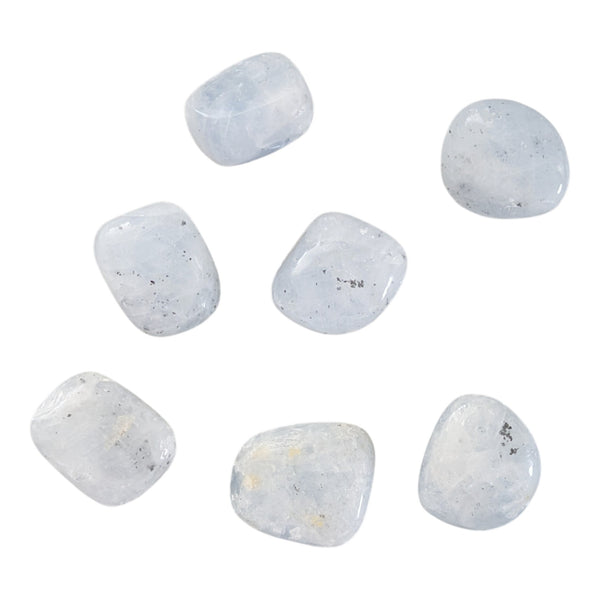 Blue Calcite polished tumblestones measuring 20-25mm.