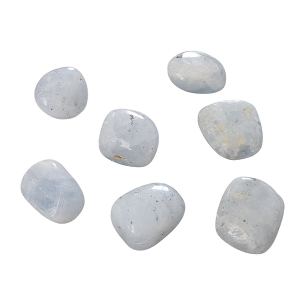 Blue Calcite crystal tumblestones - pale blue healing gemstones. 