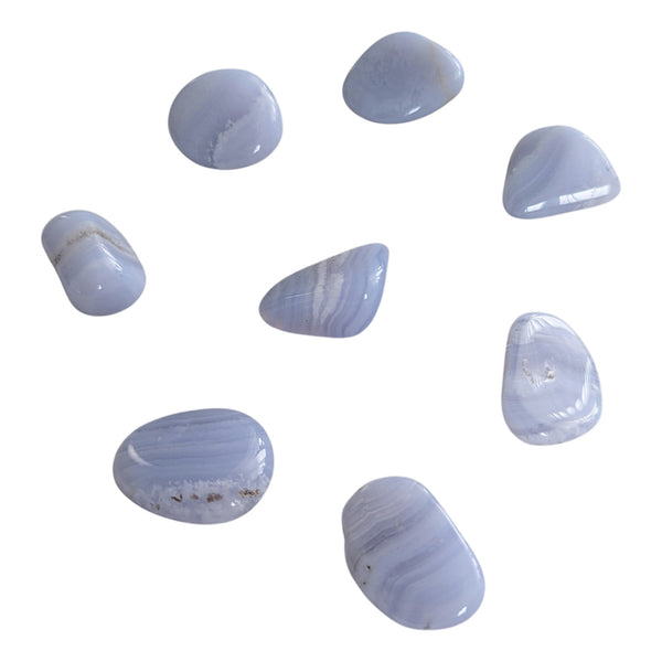 Blue Lace Agate tumbled stones measuring 15-25mm