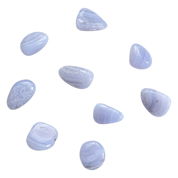 Blue Lace Agate tumbled stones measuring 15-25mm