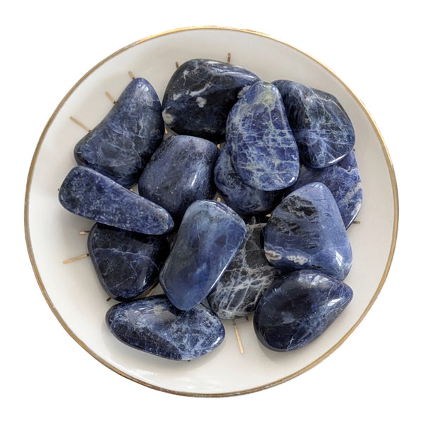 Polished Blue Sodalite Crystal Tumbled Stones measuring 15-40mm