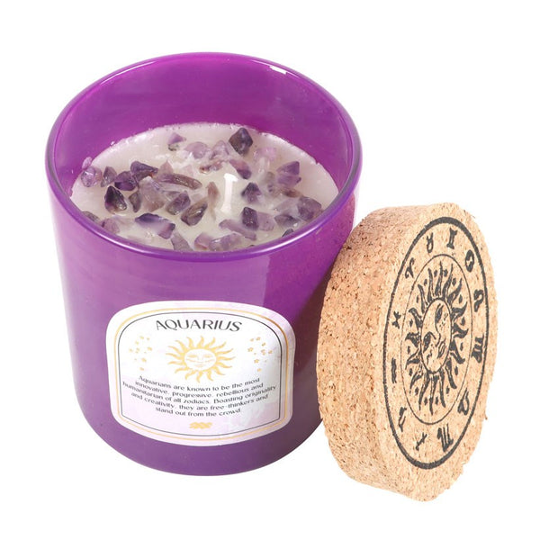 Aquarius - Horoscope Gemstone & Aromatherapy Candle