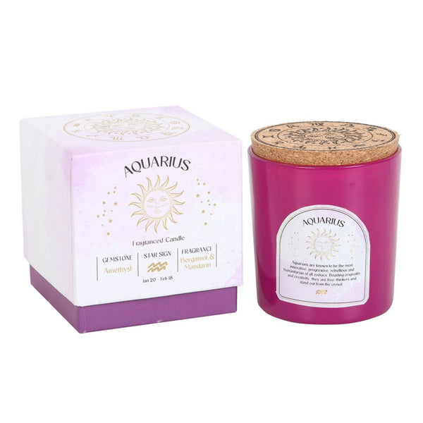 Aquarius - Horoscope Gemstone & Aromatherapy Candle