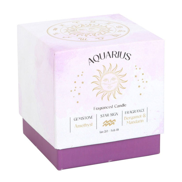 Aquarius - Horoscope Gemstone & Aromatherapy Candle
