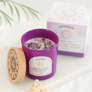Aquarius - Horoscope Gemstone & Aromatherapy Candle