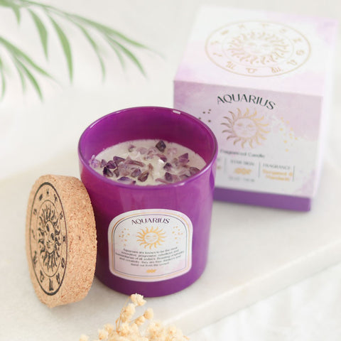 Aquarius - Horoscope Gemstone & Aromatherapy Candle