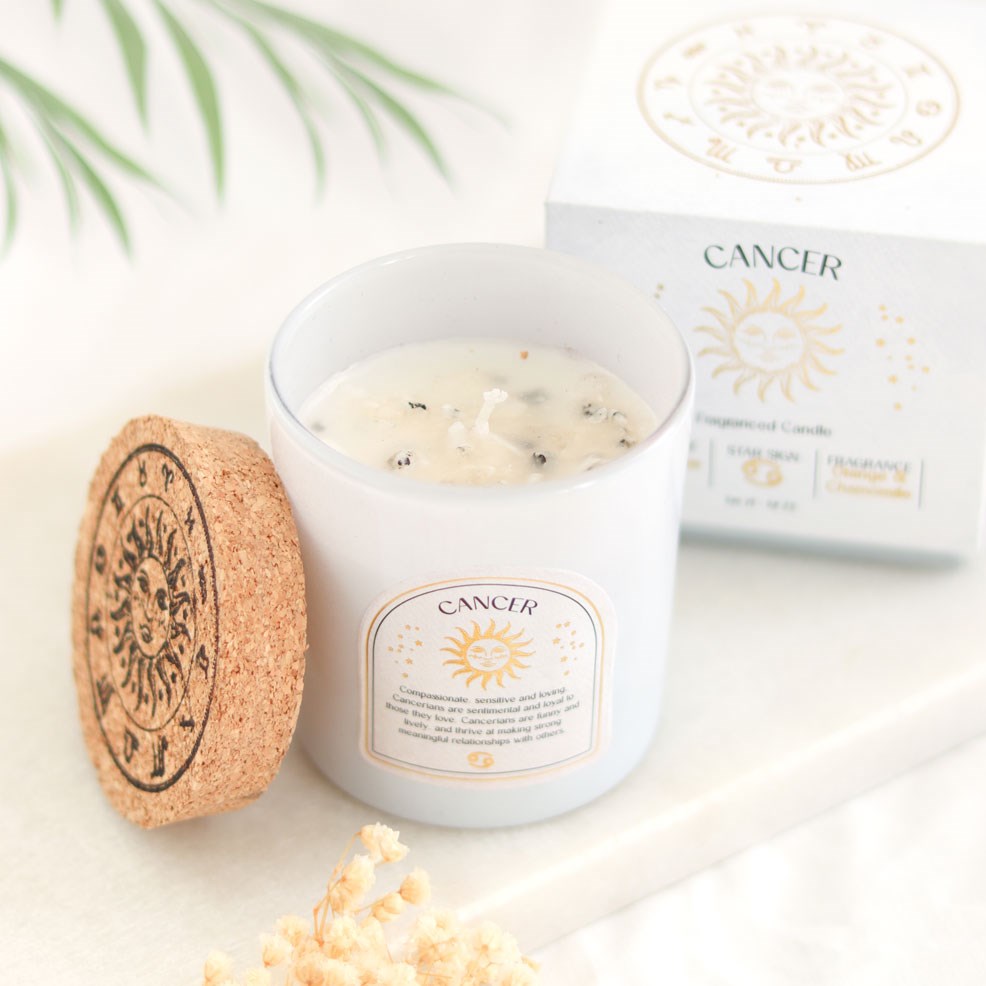 Cancer - Horoscope Gemstone & Aromatherapy Candle