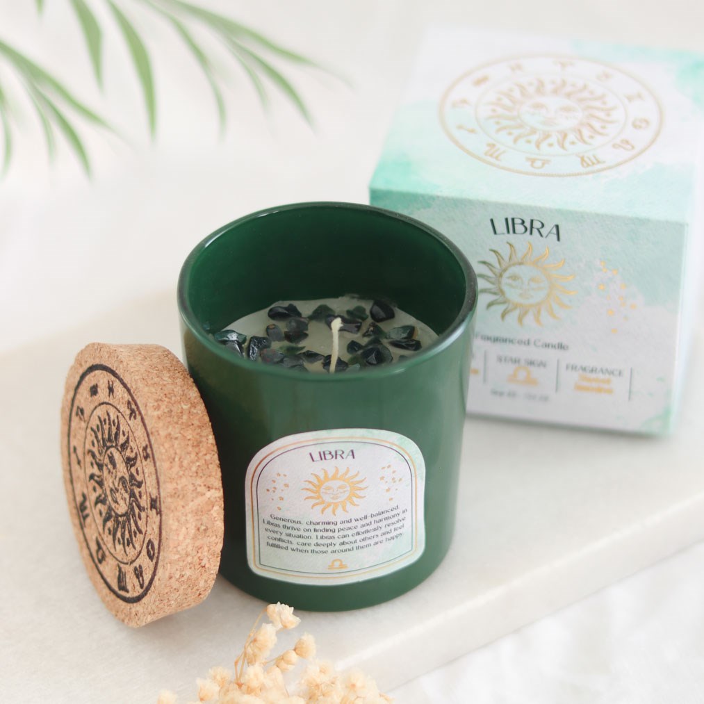 Libra - Horoscope Gemstone & Aromatherapy Candle