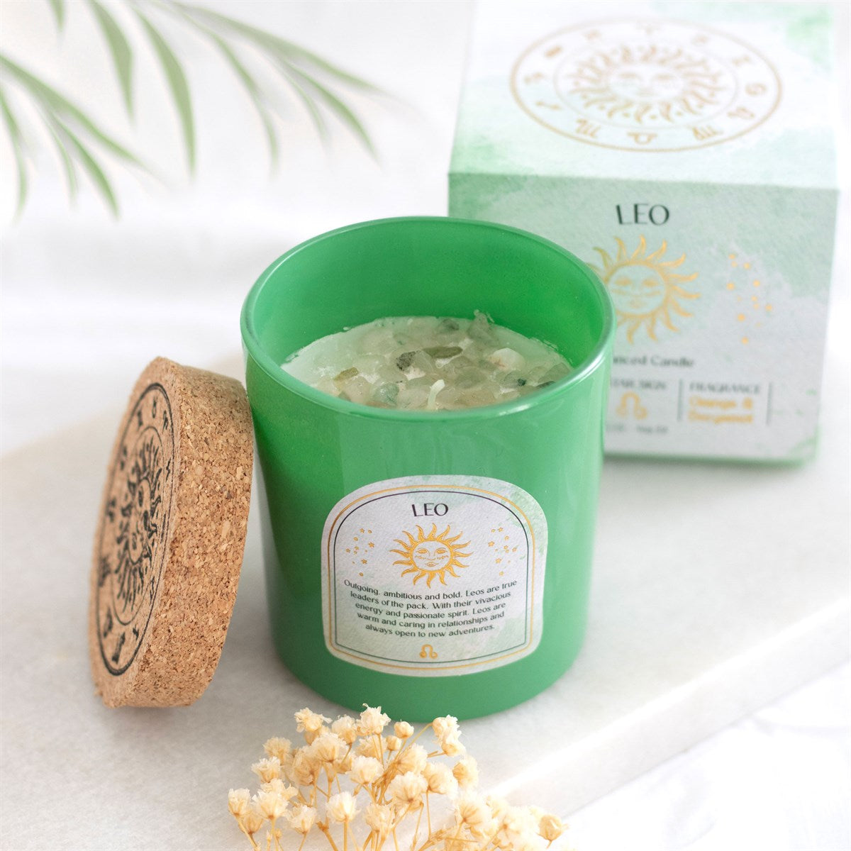 Leo - Horoscope Gemstone & Aromatherapy Candle