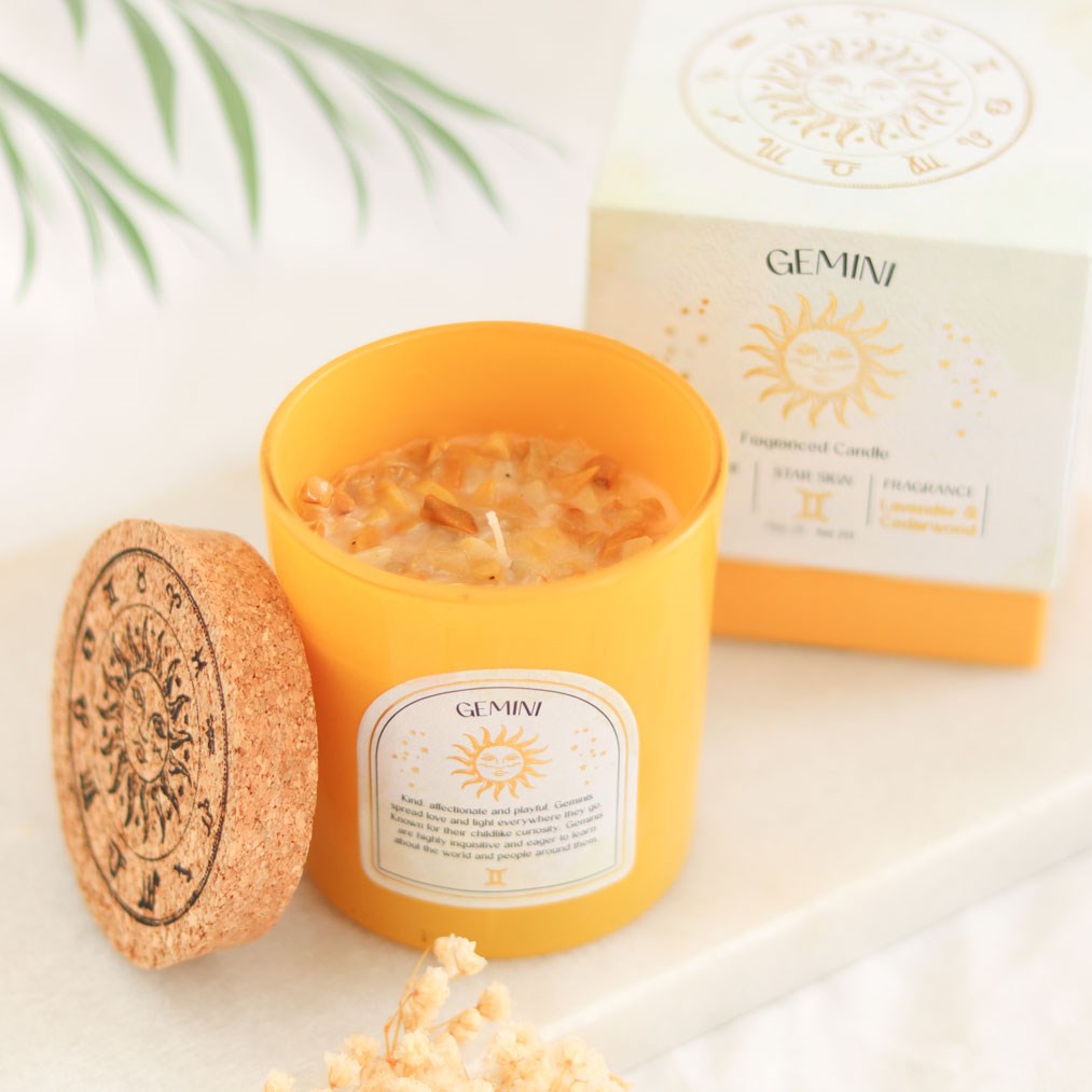 Gemini - Horoscope Gemstone & Aromatherapy Candle