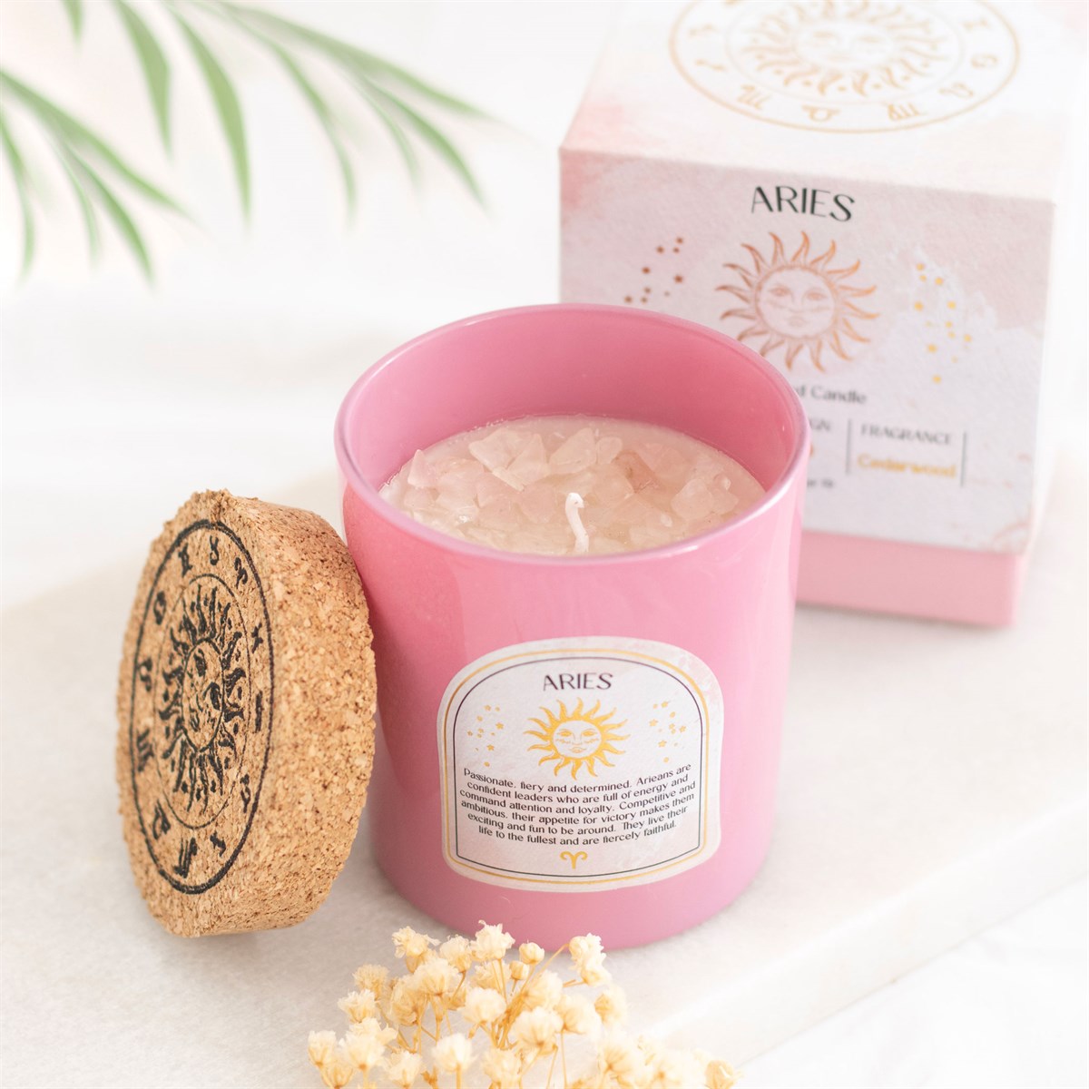 Aries - Horoscope Gemstone & Aromatherapy Candle