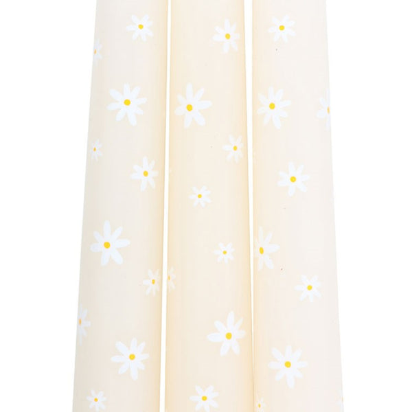 Set of Three Carrot Patch Daisy Taper Candles