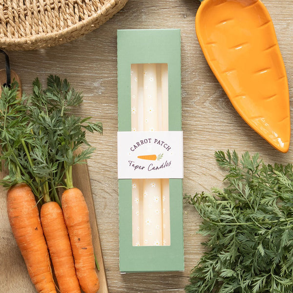 Set of Three Carrot Patch Daisy Taper Candles