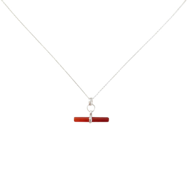 Carnelian T-Bar 925 Sterling Silver Necklace