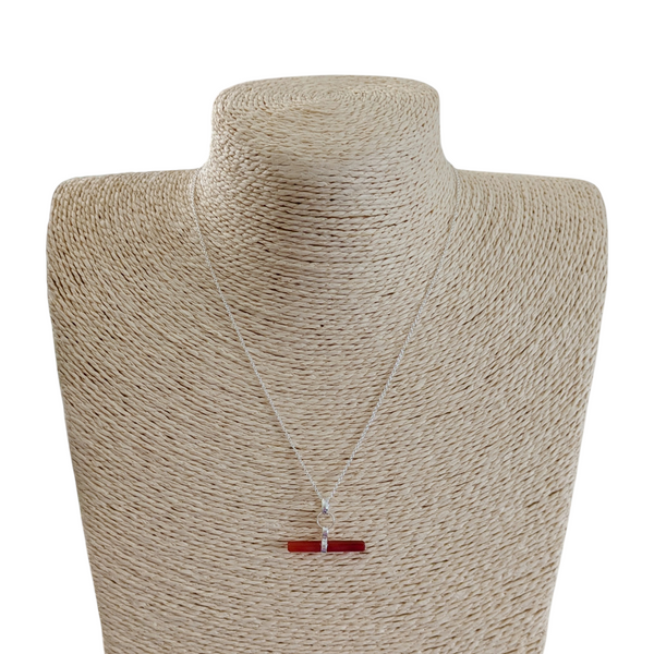 Carnelian T-Bar 925 Sterling Silver Necklace