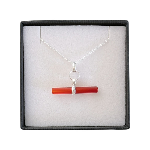 Carnelian T-Bar 925 Sterling Silver Necklace