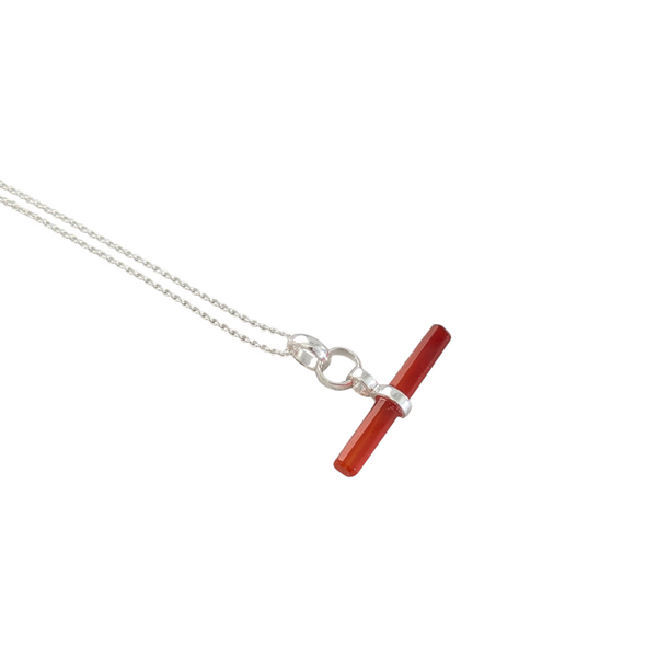 Carnelian T-Bar 925 Sterling Silver Necklace
