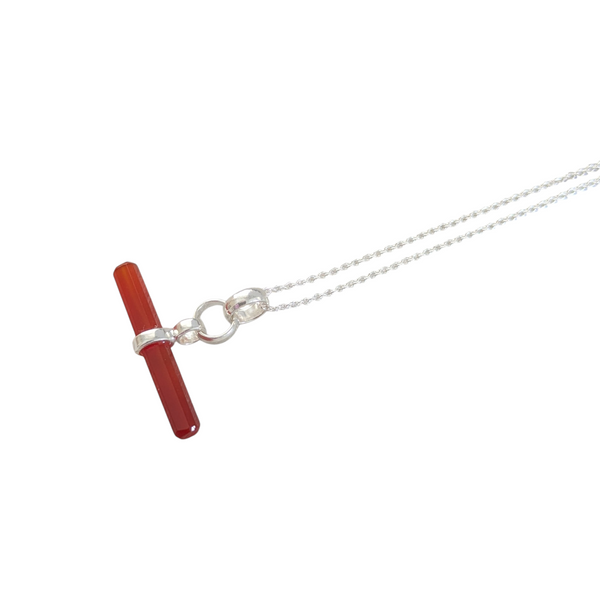 Carnelian T-Bar 925 Sterling Silver Necklace
