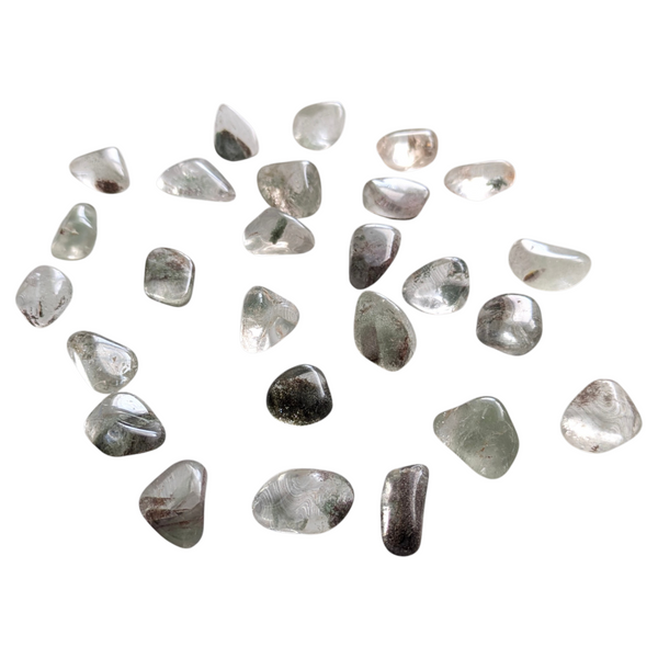 garden quartz crystals showing green inclusions