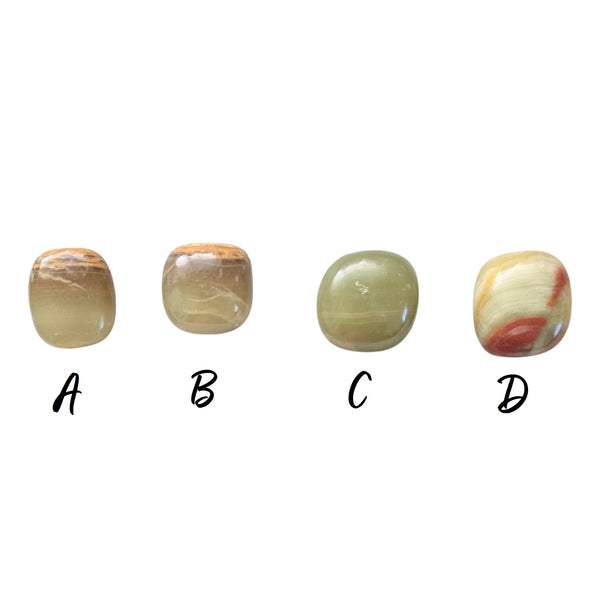 green banded calcite, also known as green onyx polished crystal tumblestones 